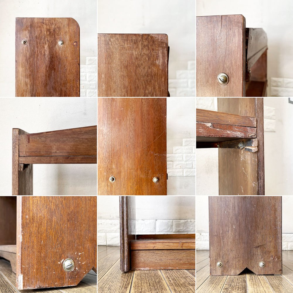 ジャパンビンテージ Japan Vintage 古い木味の本棚 5段 ブックシェルフ オープンシェルフ 飾り棚 W63.5cm 昭和レトロ 古家具 ◎