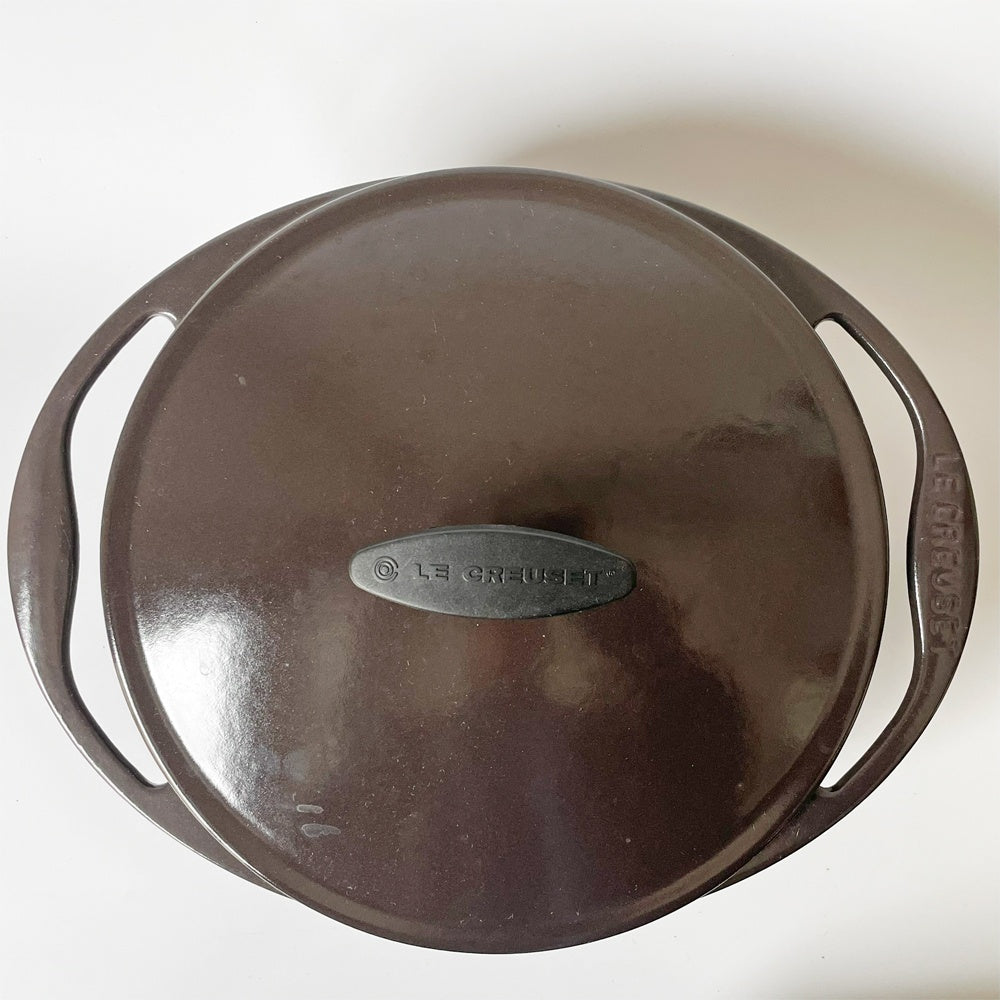 ルクルーゼ LE CREUSET ココットロンド センセーション 両手鍋 チョコレート 22cm 鋳物 フランス 箱付き ★