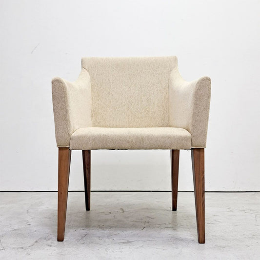 アクタス ACTUS ファイン2 FINE2 ダイニングチェア アームチェア ウォールナット材 ファブリックシート ホワイトベージュ系 張り座 ナチュラルモダン 廃番 B ●