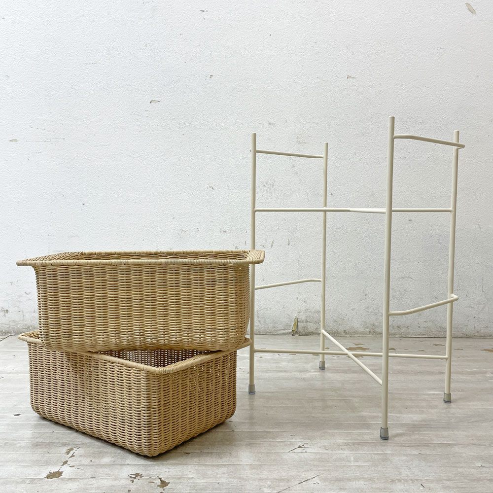 イデー IDEE ワラビー WALLABY バスケットスタンド BASKET STAND ラタン スチール ホワイト ●