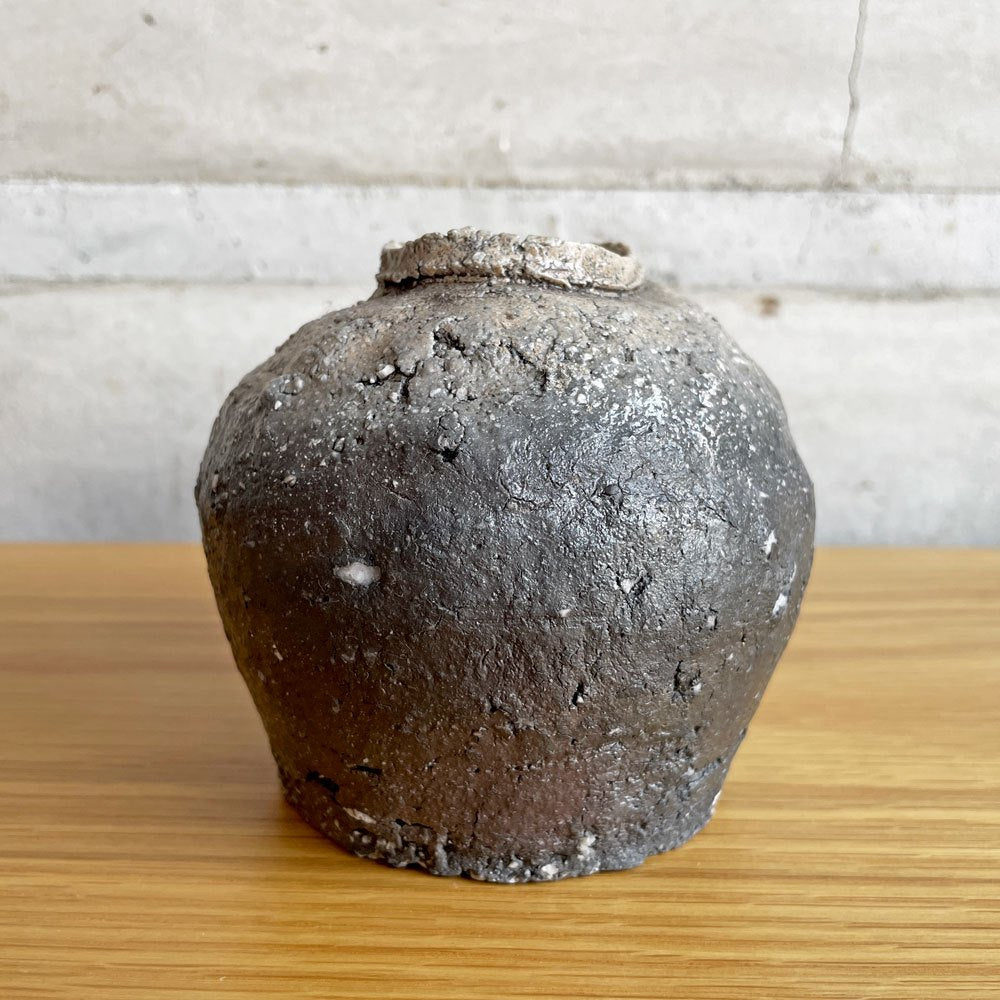 大平新五 花器 フラワーベース 陶器 H10cm 信楽焼 陶芸家 現代作家 ♪