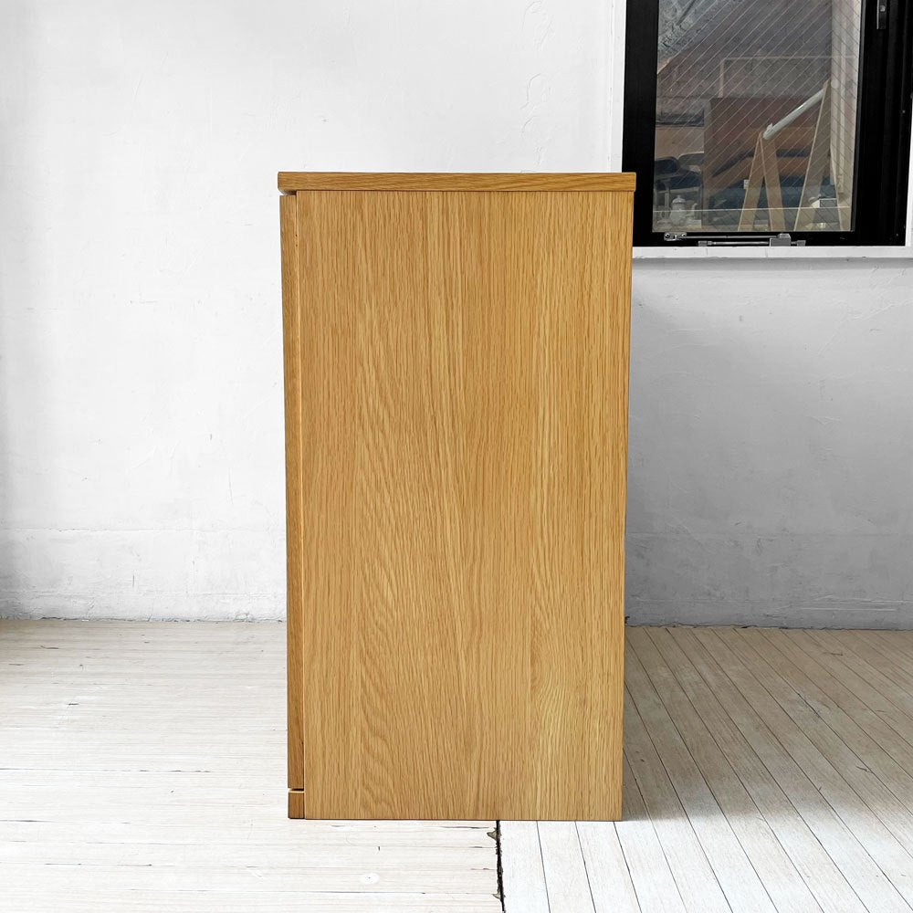 無印良品 MUJI 木製キャビネット･ガラス扉･オーク材 食器棚 ナチュラル シンプルデザイン 廃番 ★