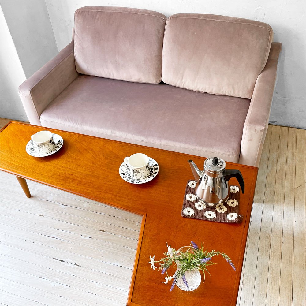 フランフラン Francfranc スプランソファ 2シーター ソファ クッション付 ピンク 定価\59,000- ★