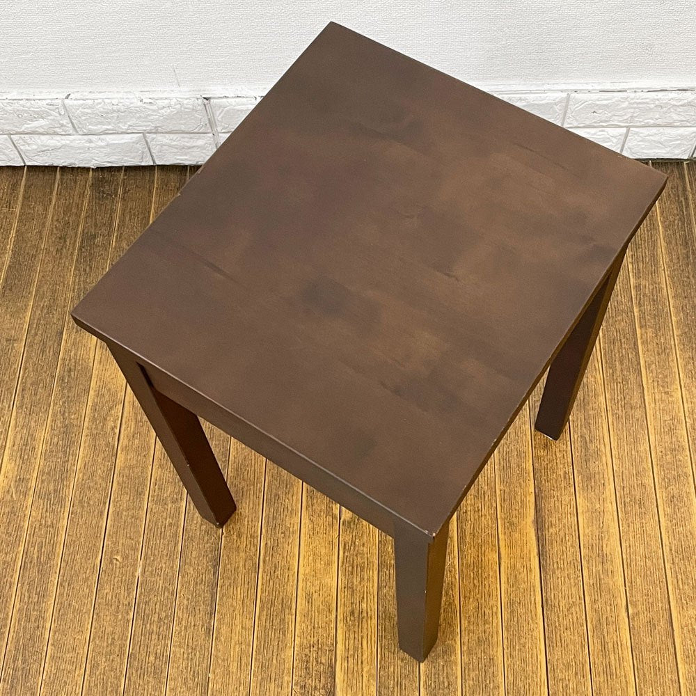 無印良品 MUJI バーチ材 サイドテーブル ナイトテーブル 抽斗一杯 ダークブラウン 廃番 ◎