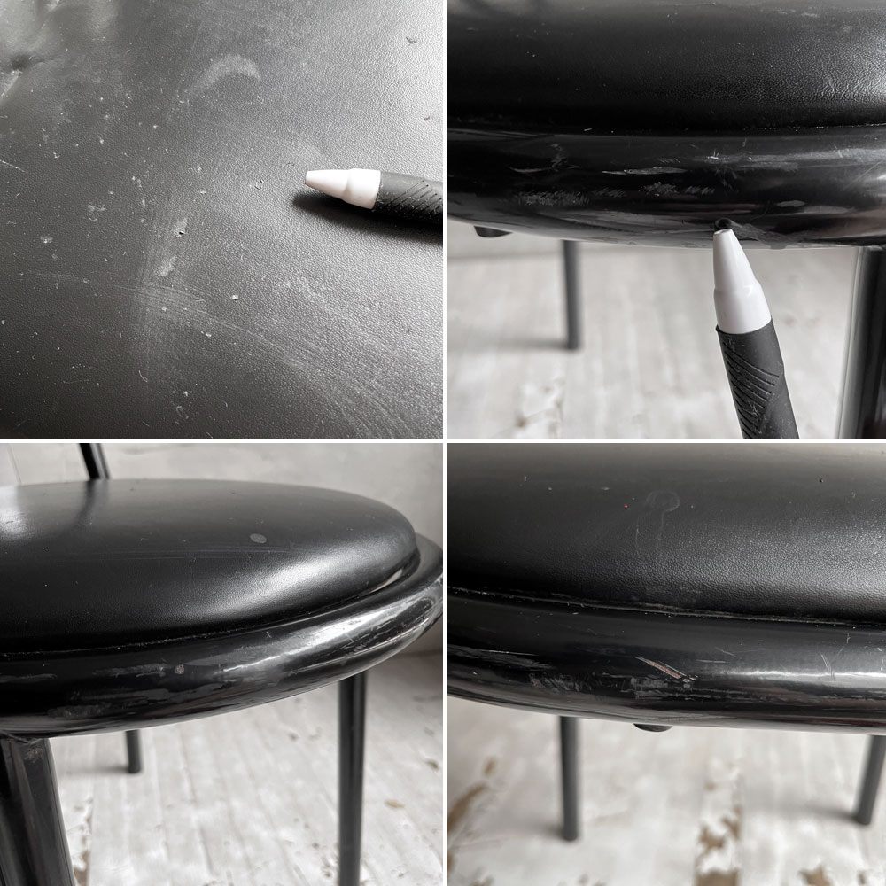 フランスビンテージ French Vintage ステヴァンチェア Stevens Chair モデルC Model C ブラック レザー クッションシート ロベール・マレ＝ステヴァンス 刻印有 B ♪