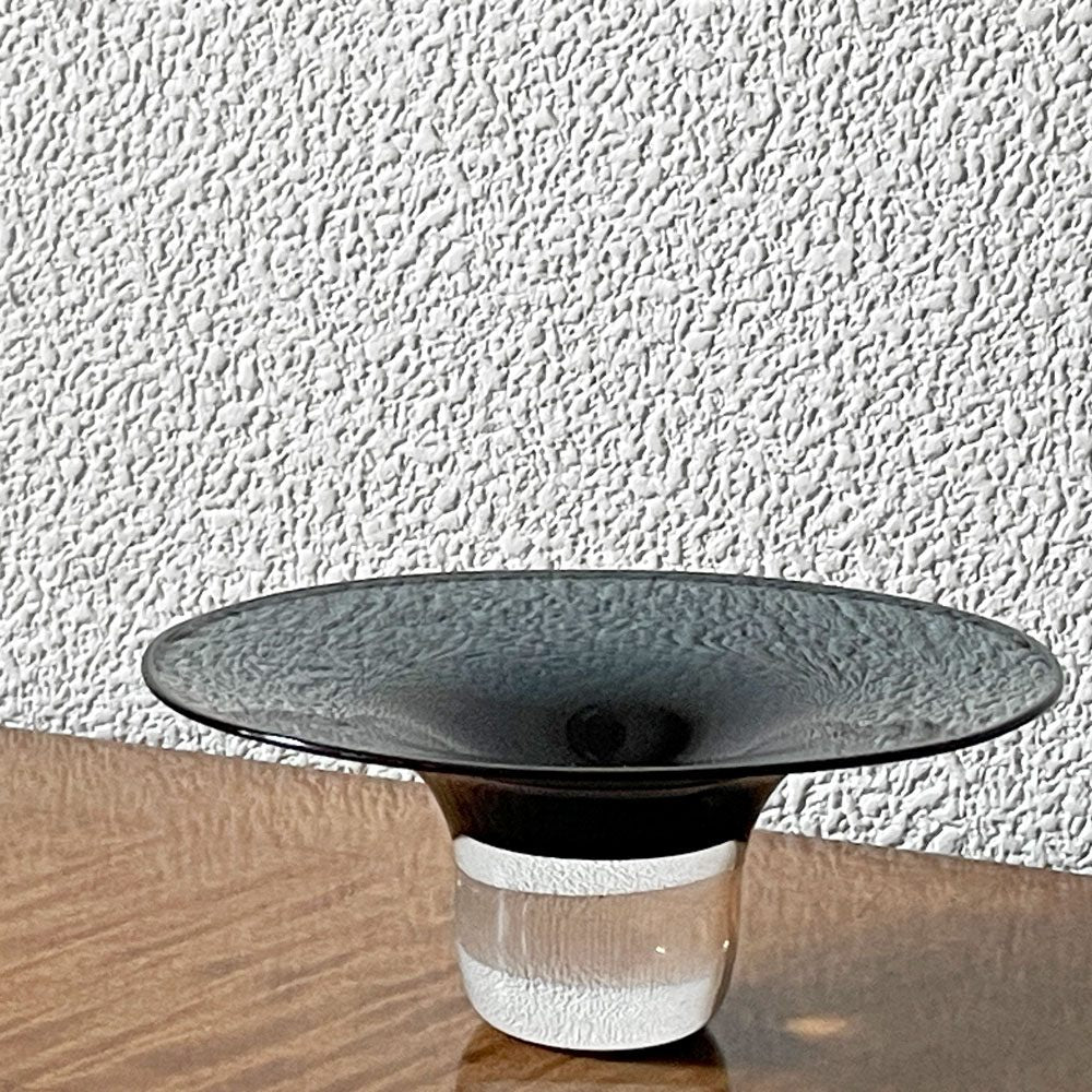 黒川登紀子 ガラス リムボウル 鉢 12.5cm グレー 現代作家 ◇