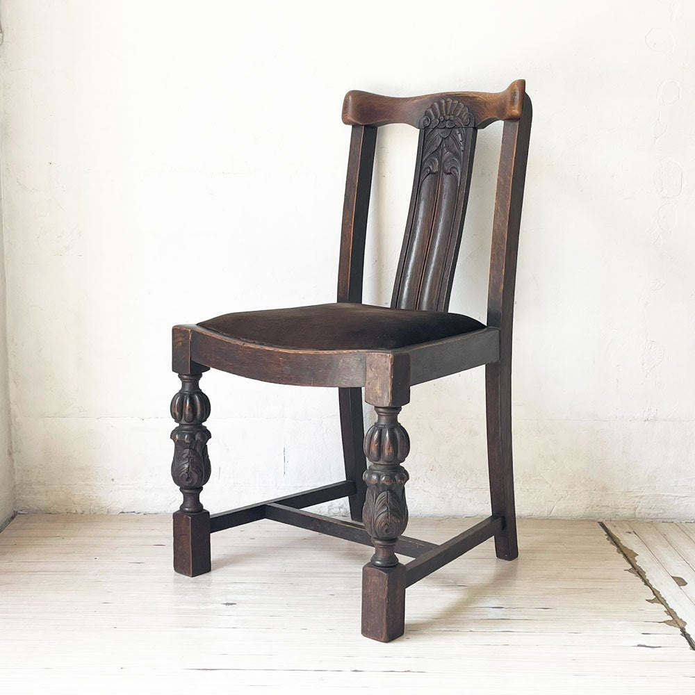 UKビンテージ UK Vintage ダイニングチェア オーク無垢材 バルボスレッグ トラディショナルデザイン 英国家具 B ★