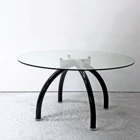 ノル Knoll スパイダー Spider Table ラウンドテーブル ガラストップ Φ135cm エットレ・ソットサス ポストモダン イタリア ●