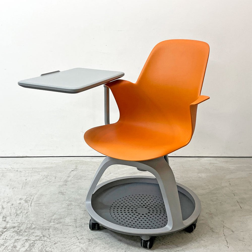 スチールケース Steelcase ノード node ミーティングチェア オフィスチェア シトロン 可動式サイドテーブル＆キャスター付き ●