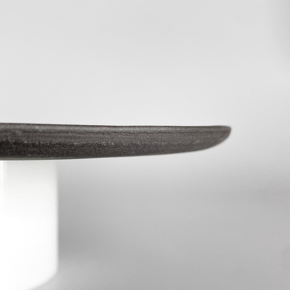 吉田次朗 リムプレート ラウンド 平皿 ホワイトグレー Mサイズ Φ19cm 陶器 現代作家 ■