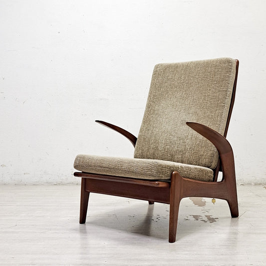 ギムソン＆スレーター Gimson & Slater ハイバックラウンジチェア チーク材 Rolf Rastad & Adolf Relling ワイヤースプリング イギリスビンテージ 北欧スタイル ●