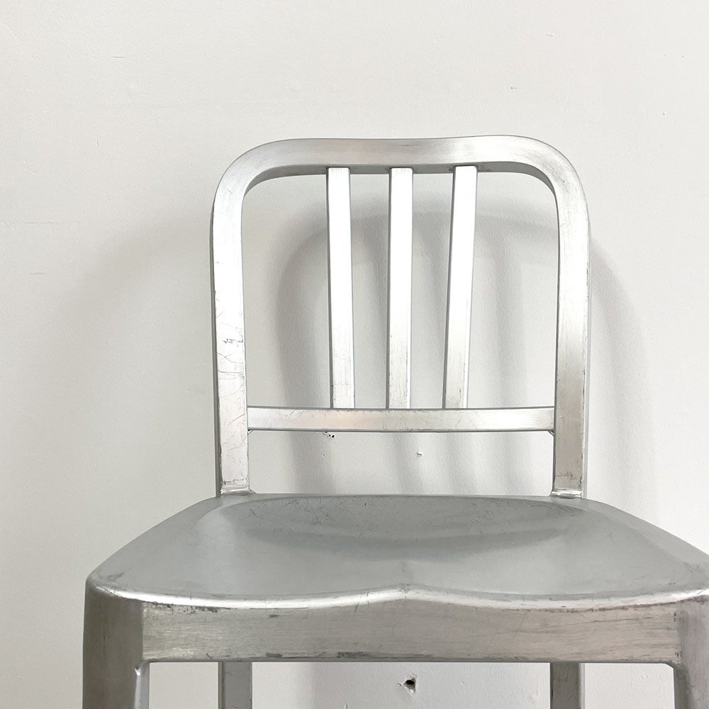 ネイビーバースツール Navy BarStool カウンターチェア リプロダクト アルミニウム インダストリアル デザイン 脚部カット品 H92.5cm B ●