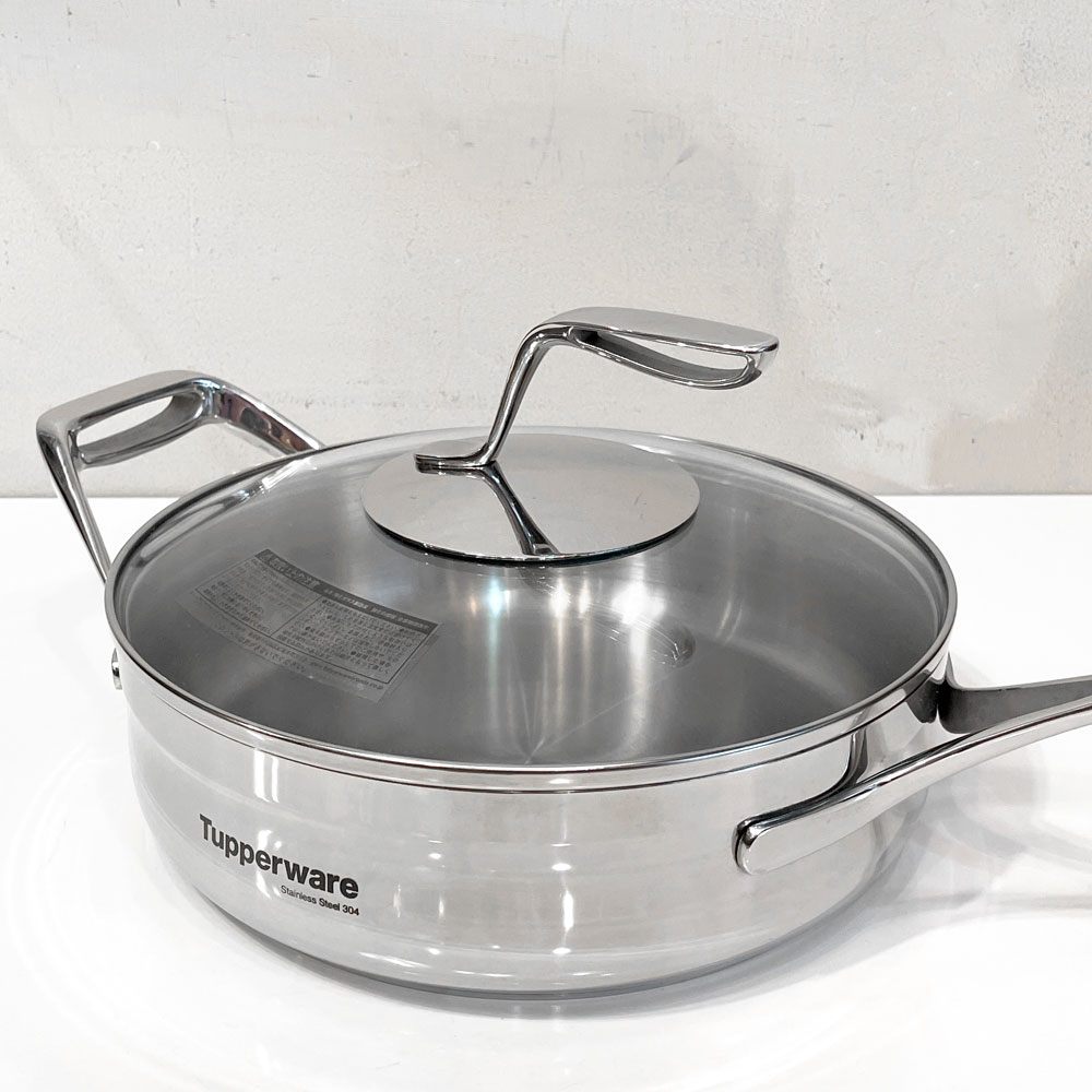 タッパーウェア Tupperware マストロクックウェア Mastro Cookware 24cm 2.8L 片手鍋 サイドハンドル付 ガラス蓋付 ステンレス アルミニウム アメリカ ■