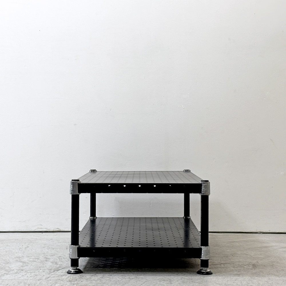 エレクター ERECTA メタルラック Metal Rack 2段 ローテーブル AVボード  W91cm ブラック アジャスター付き ●
