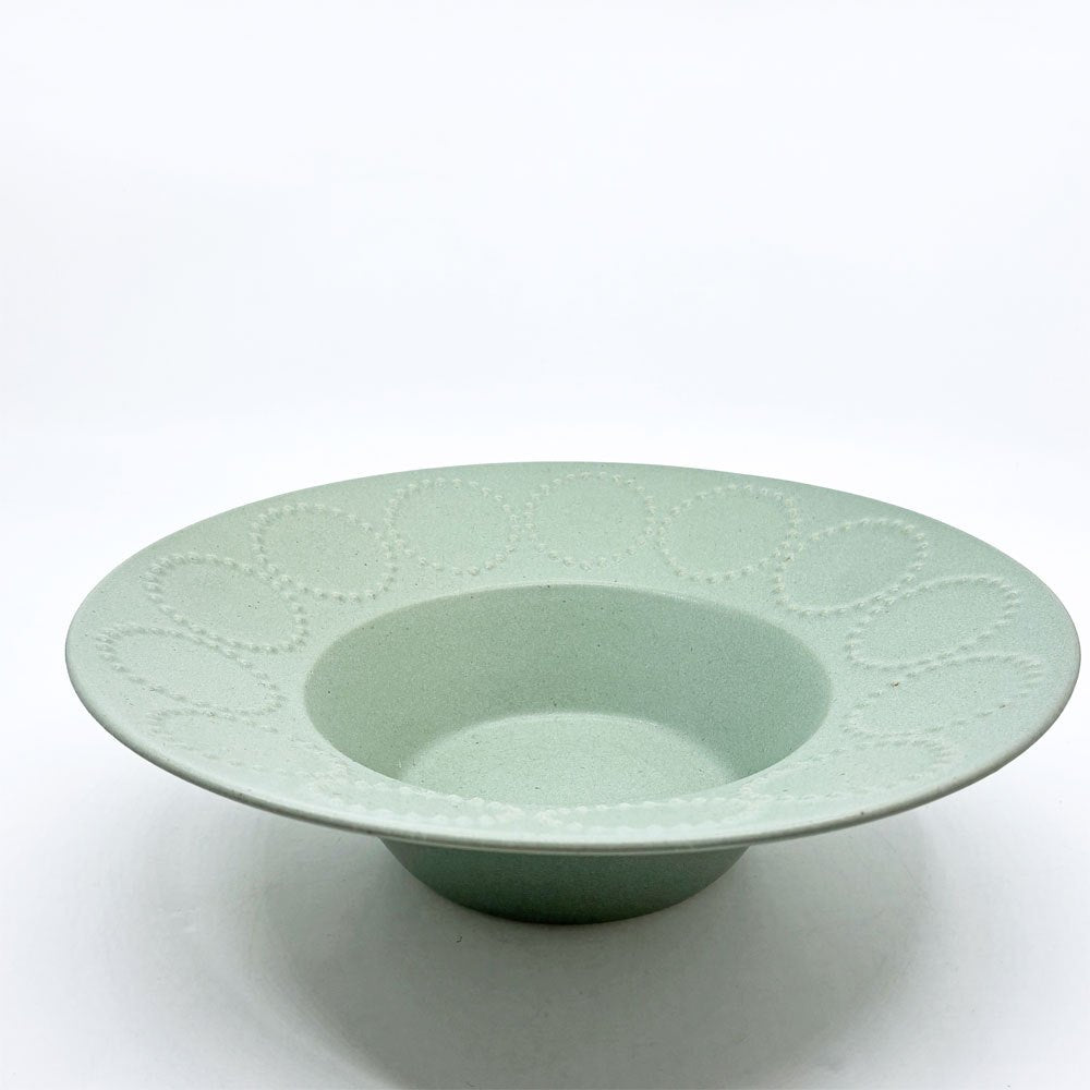 ミナペルホネン mina perhonen タンバリン グリーン 深皿 陶器 ハンドメイド ●