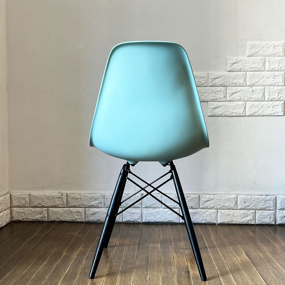 ハーマンミラー HermanMiller サイドシェルチェア ドゥエルレッグ DSW アクアスカイ × エボニー ポリプロピレン製 イームズ ミッドセンチュリー ◎