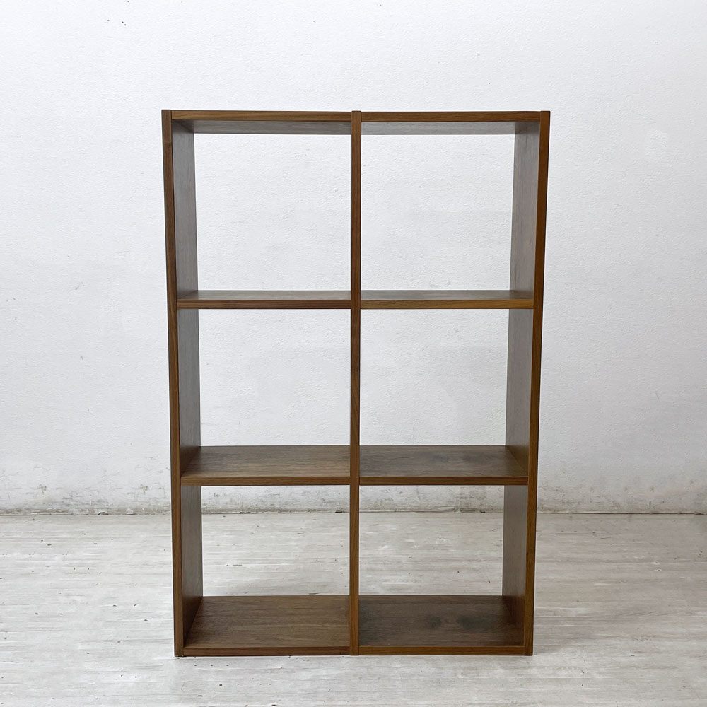 無印良品 MUJI スタッキングシェルフ 2列3段 ウォールナット材 本棚 飾り棚 収納棚 コの字棚 ストッパー4個付き 参考定価￥38,390- ●