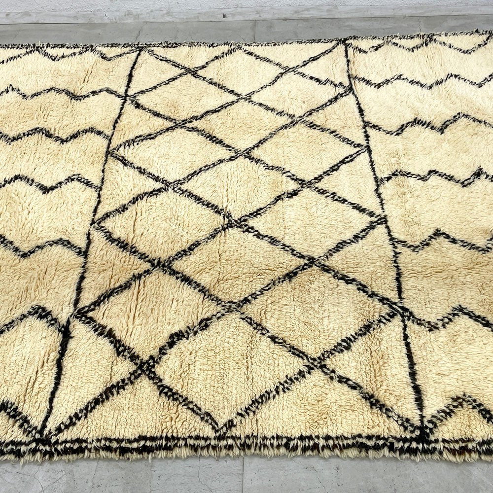 ベニワレン Beni Ouarain ラグ 手織り絨毯 モロッコ 295×221 ウール 羊毛 モロッカンラグ 大判サイズ 〓