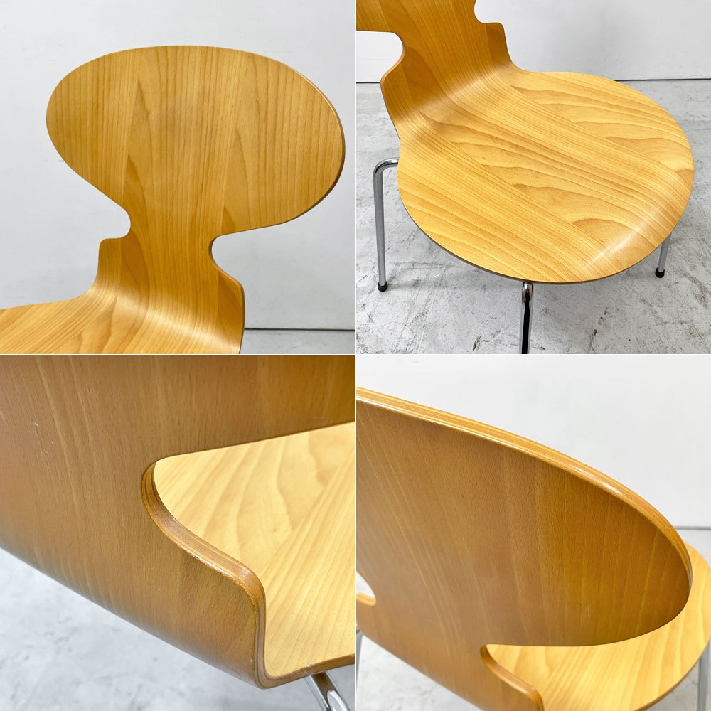 フリッツハンセン Fritz Hansen アントチェア 4本脚 ナチュラルビーチ ラッカー アルネ・ヤコブセン 北欧家具 K ●