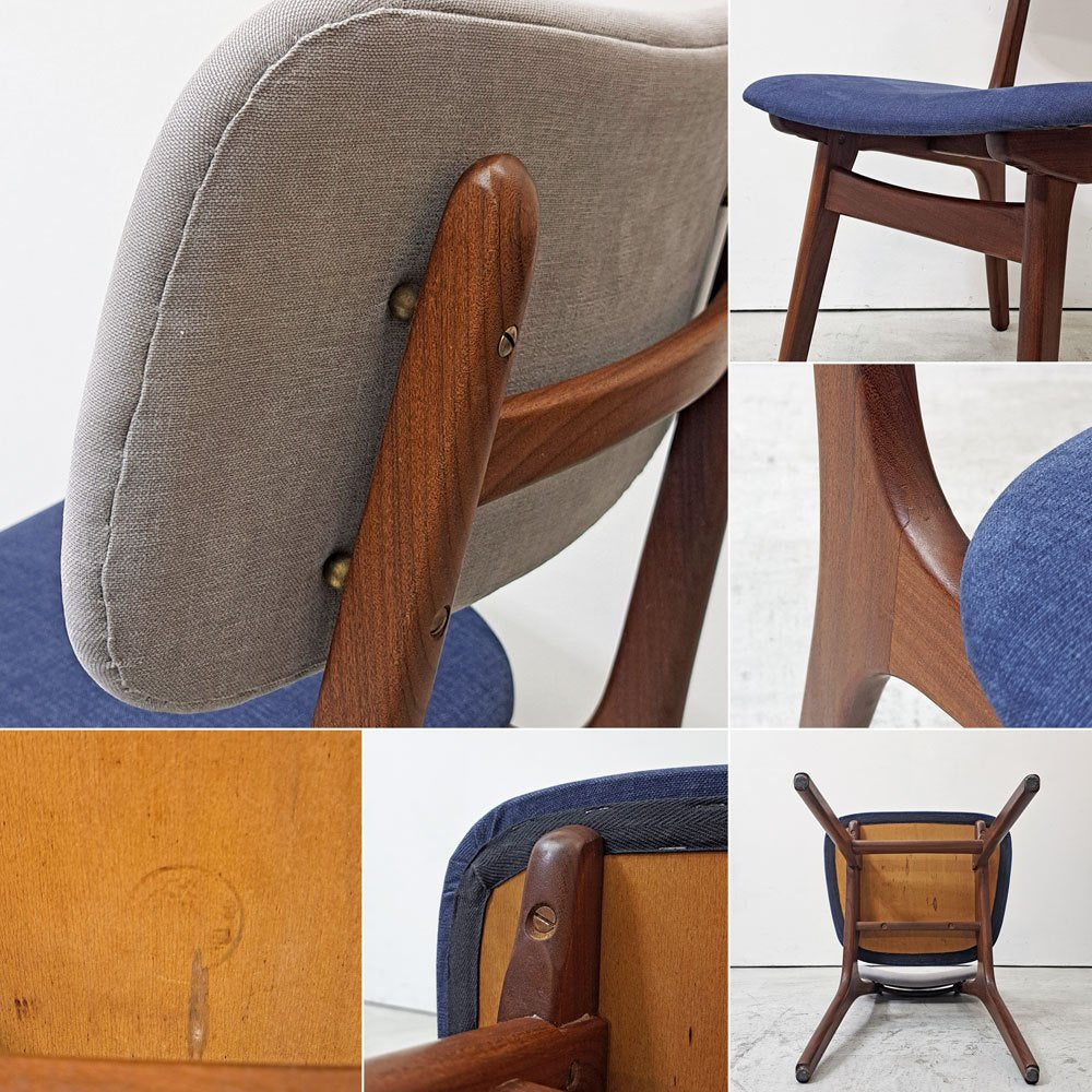 ボルティンゲ・ストールファブリック Boltinge Stolefabrik model.74 ダイニングチェア チーク材 ファブリック デンマーク 北欧ビンテージ ●