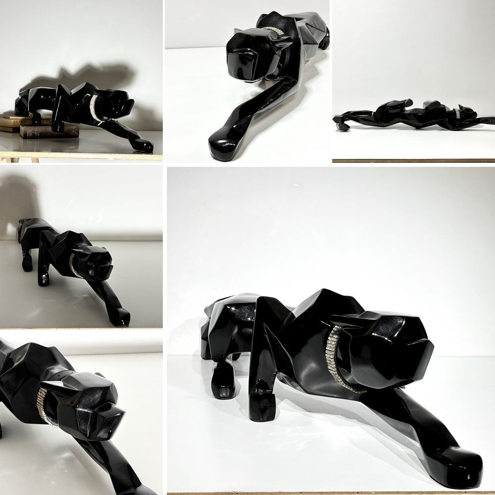 カレ KARE Deco Figurine Black Cat 90 オブジェ ブラック ハイグロス ネコ ヒョウ パンサー 廃番 ●