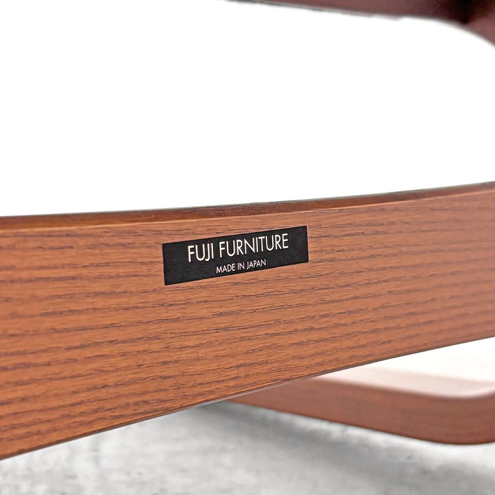 冨士ファニチア FUJI FURNITURE アージオ Agio 1人掛け 両肘 アームチェア ウォールナット材 成形合板 レザー ●