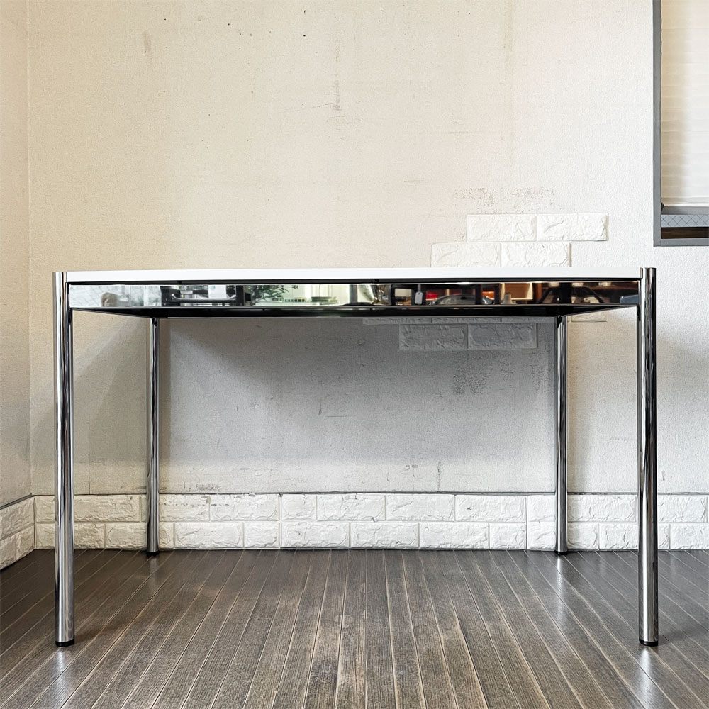 ユーエスエムハラー USM Haller モジュラーファニチャー ハラーテーブル デスク W120×D65cm ホワイト系カラー 高さ調節機能付 希少サイズ ◎