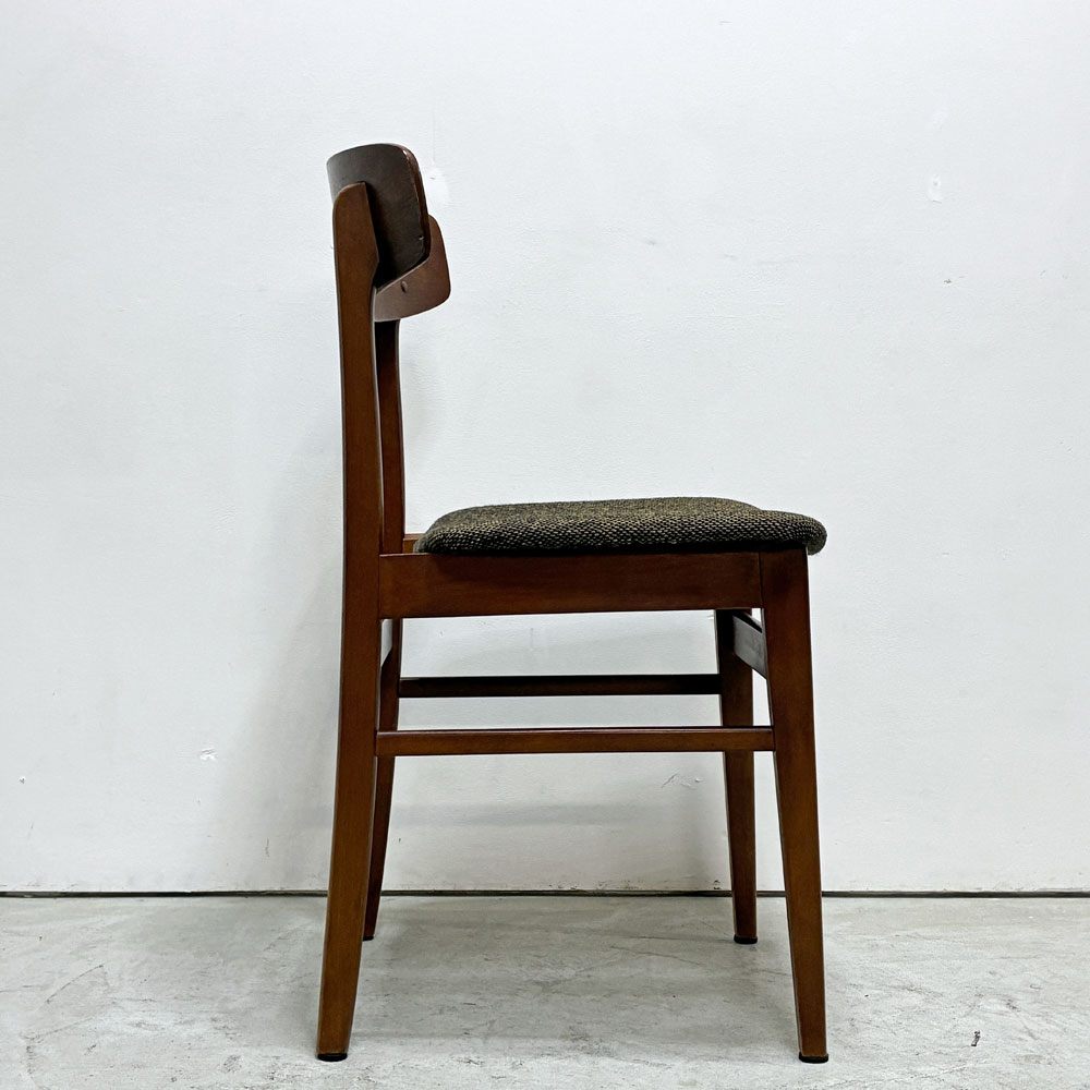 北欧ビンテージ Scandinavian Vintage ダイニングチェア チーク材 ファブリック ブラック系 デンマーク 北欧家具 ●