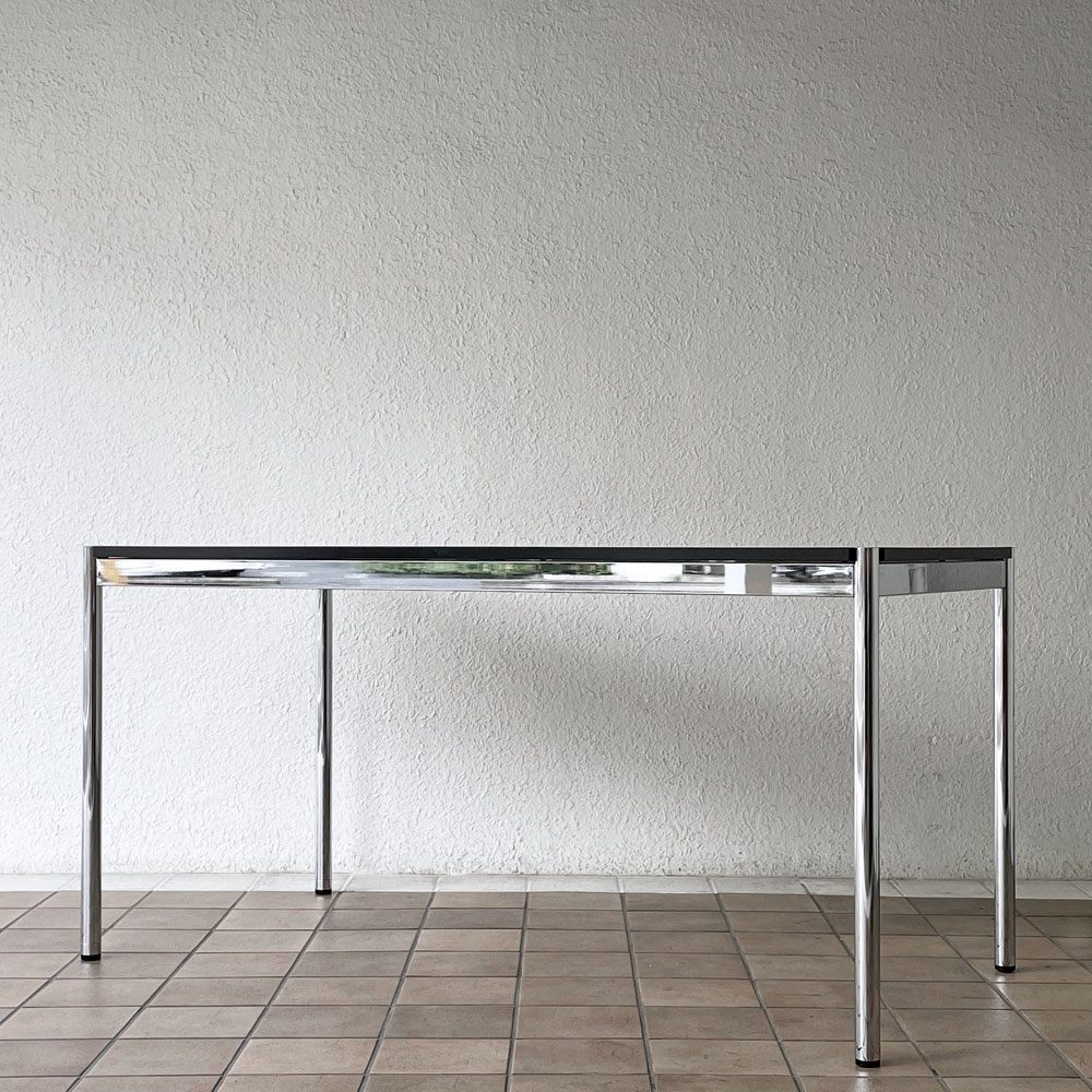 USMモジュラーファニチャー USM Haller USMハラーテーブル ワーキングデスク ダイニングテーブル パールグレーラミネート W150×D75×H74cm アジャスター 高さ調整リング付き+H2cm ◇