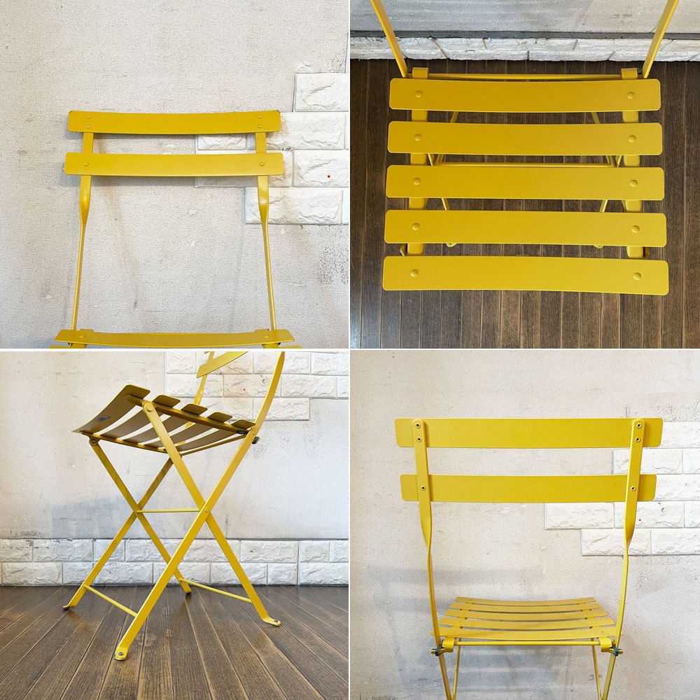 フェルモブ Fermob ビストロ BISTRO メタルチェア METAL CHAIR ガーデンチェア イエロー系 折りたたみ フランス 定価￥22,000- ◎
