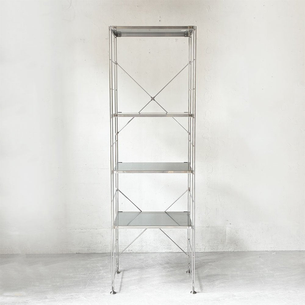 無印良品 MUJI ステンレスユニットシェルフ 棚板4枚 H176cm オープンシェルフ 本棚 飾り棚 収納棚 ★