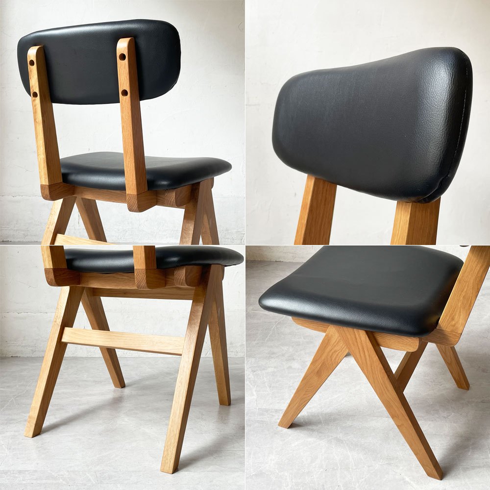 ドアーズリビングプロダクツ DOORS LIVING PRODUCTS ボシー BOTHY Mountain Leg Chair ダイニングチェア PVCレザー オーク無垢材 コンパスレッグ A ★