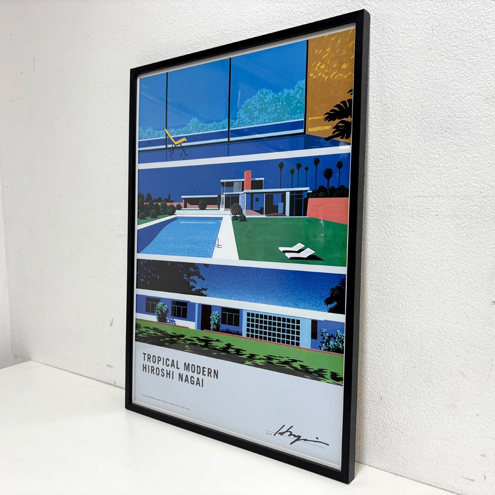 永井博 トロピカルモダン ポスター TROPICAL MODERN POSTER side-B 55.5×77cm 直筆サイン シティポップ 額装品 ●