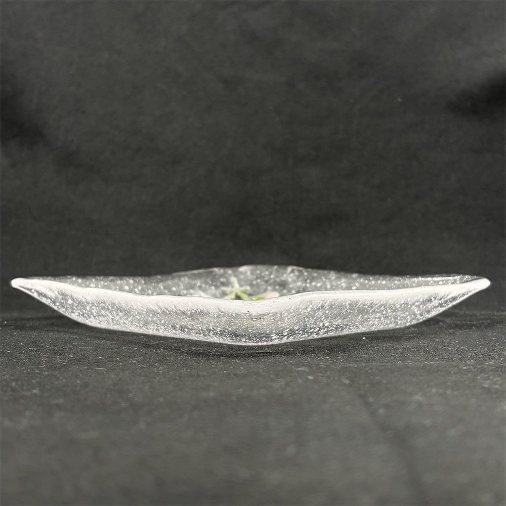 岡田多恵 ガラス 角皿 スクエアプレート パートドヴェール 花 14cm 現代作家 A ●