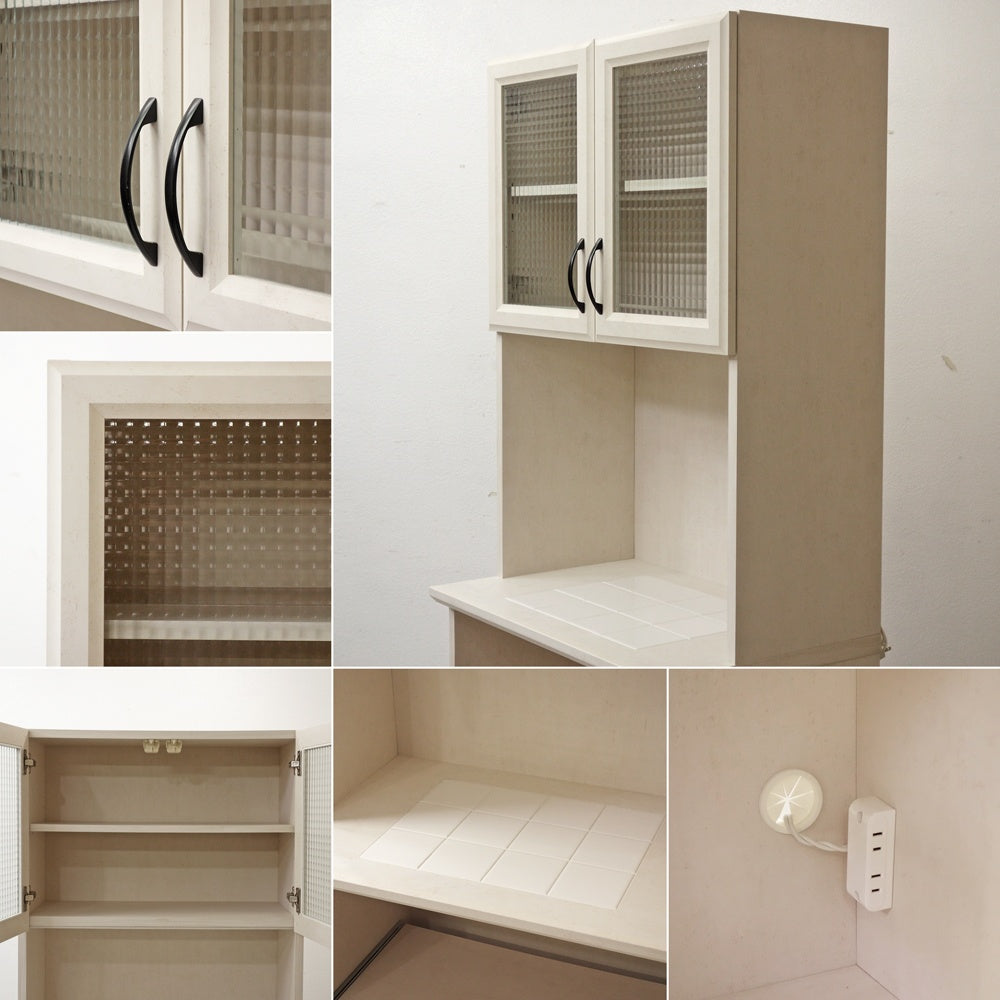 ビーカンパニー B-COMPANY コチーナ Cocina 700 カップボード 食器棚 チェッカーガラス ナチュラルテイスト ●