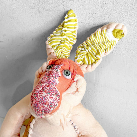 クイジカルエレファント quizzical elephant ウサギ ぬいぐるみ クッション パッチワーク ■