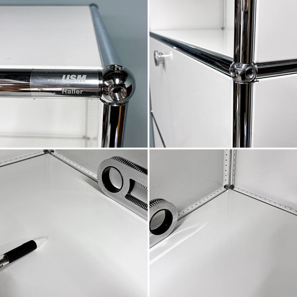 ユーエスエムハラー USMハラー USM Haller キャビネット シェルフ 1列5段 ドロップダウンドア ×2 ホワイト W77×D37×H179cm ◎