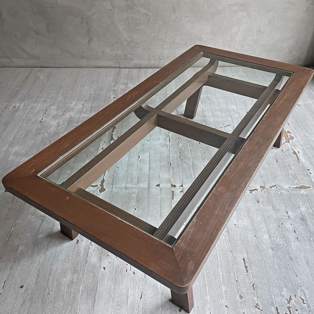 グラフ graf ナラティヴ Narrative サブロク 3/6 コーヒーテーブル ワイド Coffee Table Wide w120cm ブラウン ガラス天板 ローテーブル シナ材 定価¥176,000- ♪