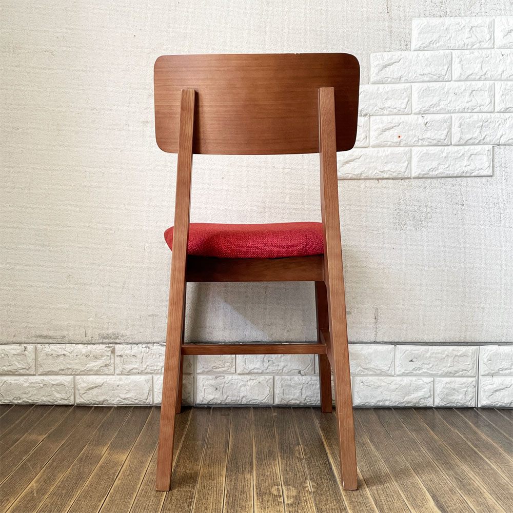 フランフラン Francfranc コムンチェア COMUN CHAIR ダイニングチェア アッシュ材 レッド ファブリックシート 北欧スタイル 廃番 ◎