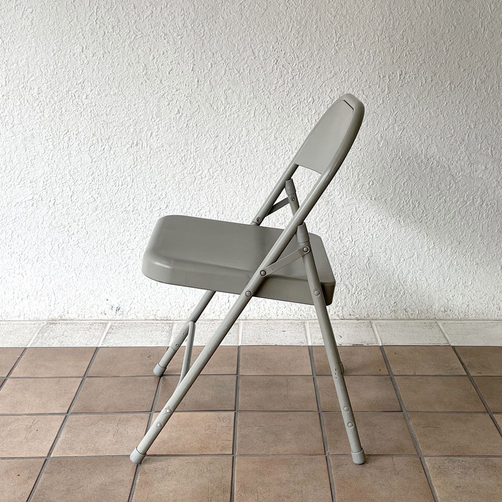 チューブラースチール フォールディングチェア TUBULAR STEEL FOLDING CHAIR 折りたたみ椅子 グレー アメリカ インダストリアル PFS取扱 A ◇