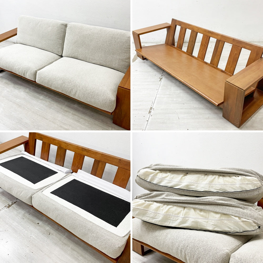 ソース source プーロ PURO 3Pソファ 3人掛けソファ W224cm ホワイト ベリーゼ無垢材 ナチュラルモダン 定価 ￥272,800- ●