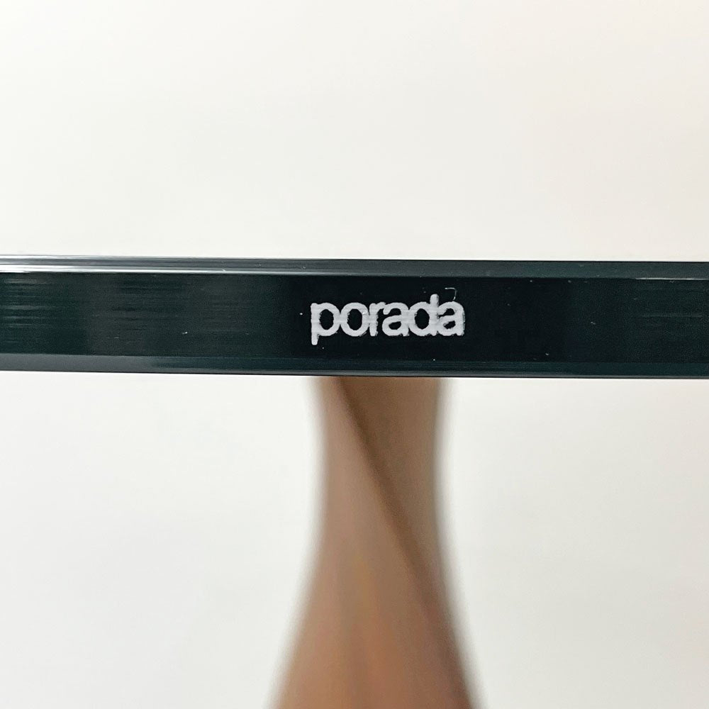 ポラダ porada スピン SPIN ダイニングテーブル ラウンド ウォールナット無垢材 ガラストップ Φ100cm ジーノ カロロ Gino Carollo ●