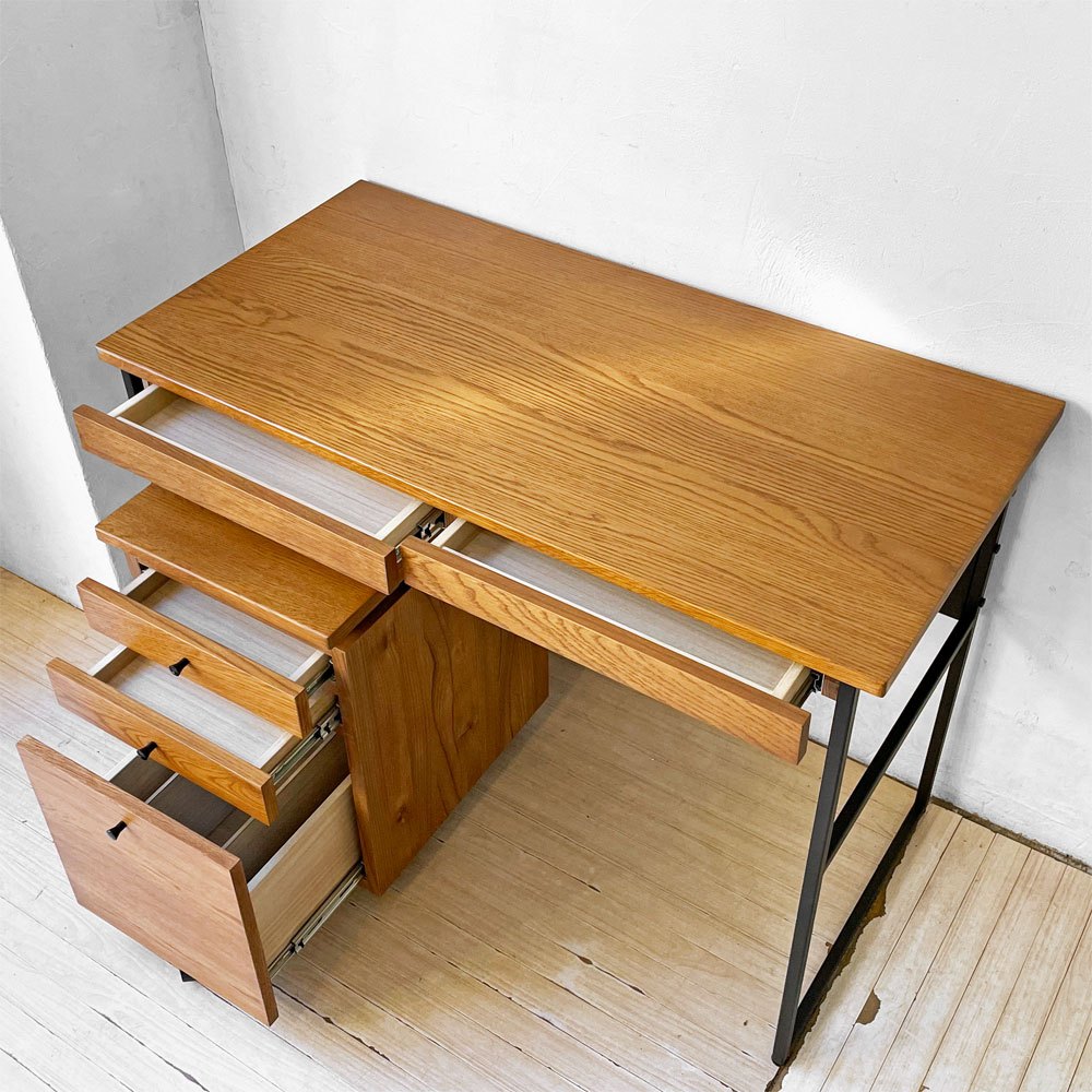 一生紀 ISSEIKI フェロー デスク+ワゴン 2点セット FERRO DESK 100+WAGON 35 オーク材 定価￥44,980- ★