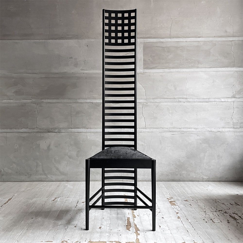 カッシーナ Cassina ヒルハウス 292 Hill House 1 ラダーバックチェア シルクベルベット ブラック チャールズ・レニー・マッキントッシュ 参考定価￥759,000- ♪