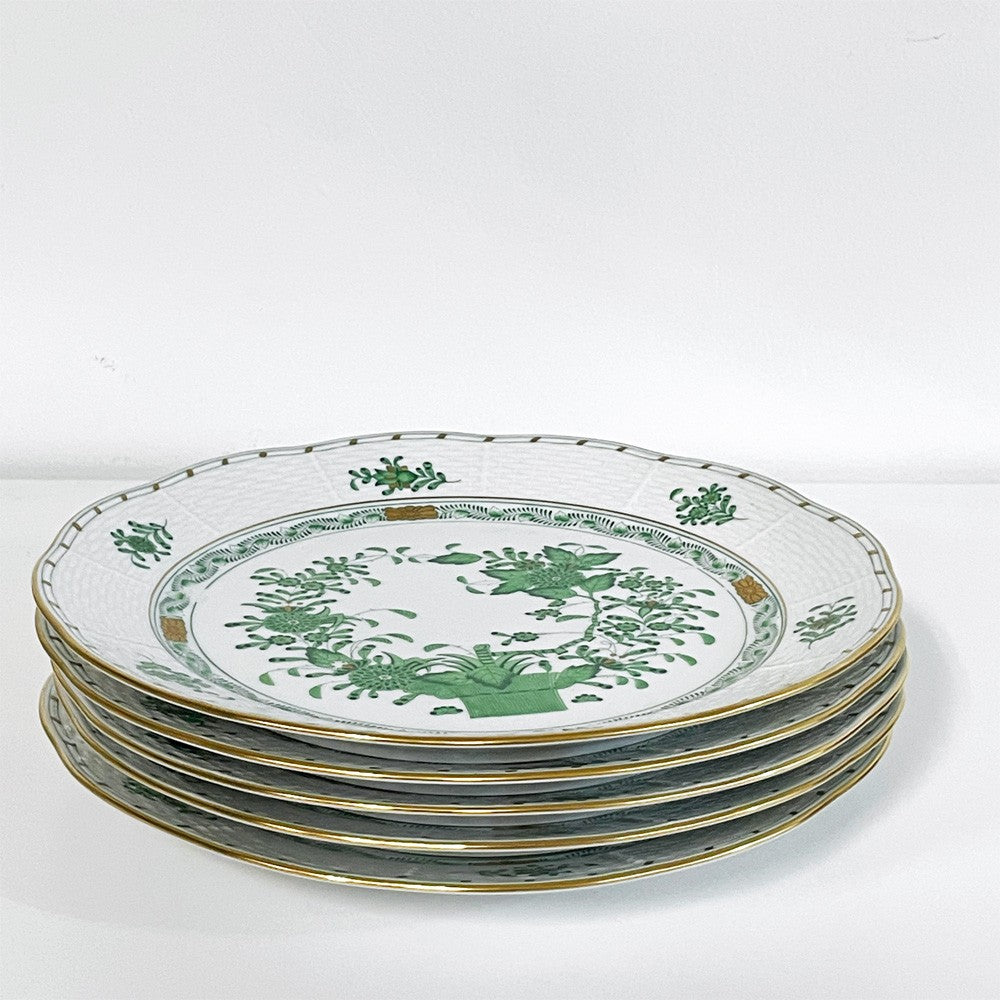 ヘレンド HEREND HVNGARY インドの華 プレート 5枚セット Φ25cm ハンドペイント 白磁食器 ハンガリー B ●