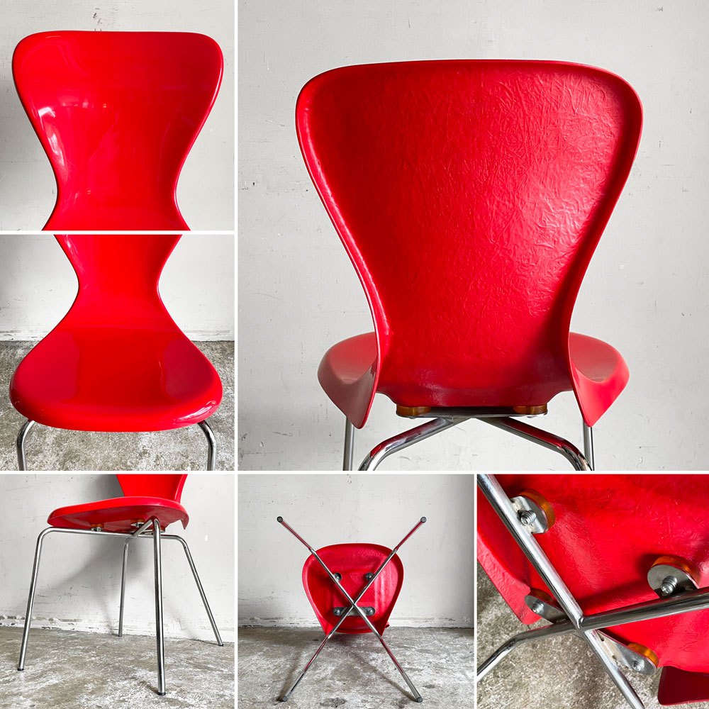 イデー IDEE ヨーンチェア YAWN CHAIR FRP レッド ダイニングチェア 岡嶌要 スペースエイジ 廃番　 ■