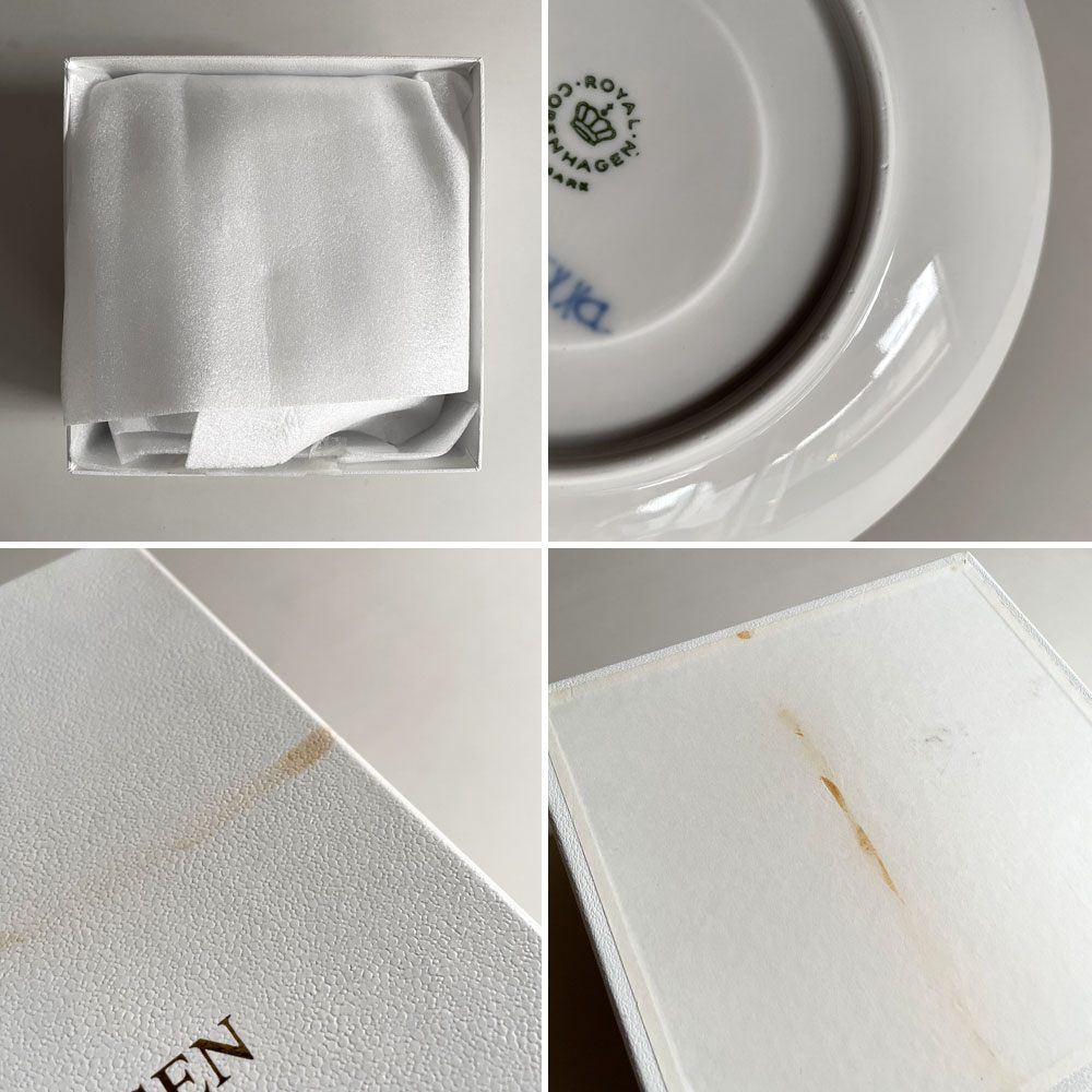 ロイヤルコペンハーゲン ROYAL COPENHAGEN ブルーフルーテッド ハーフレース スープカップ&ソーサー 陶器 北欧食器 廃番 箱付き 未使用 E ♪