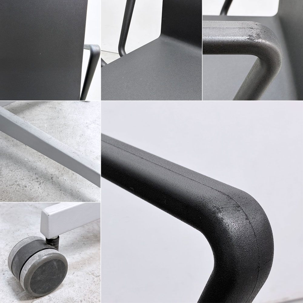 ヴィトラ vitra ゼロフォー 04. スタジオチェア アームレスト付 マールテン・ヴァン・セーヴェレン 昇降機能 ブラック ●