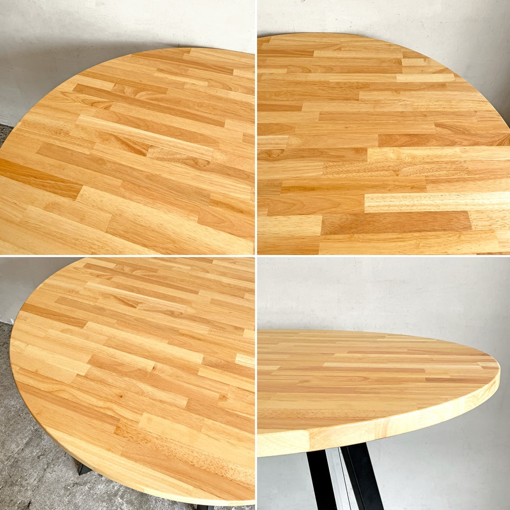 かなでもの KANADEMONO ザ・カフェテーブル THE CAFE TABLE Black Steel 4pin ラウンド ラバーウッド材 ナチュラル Φ90cm ■