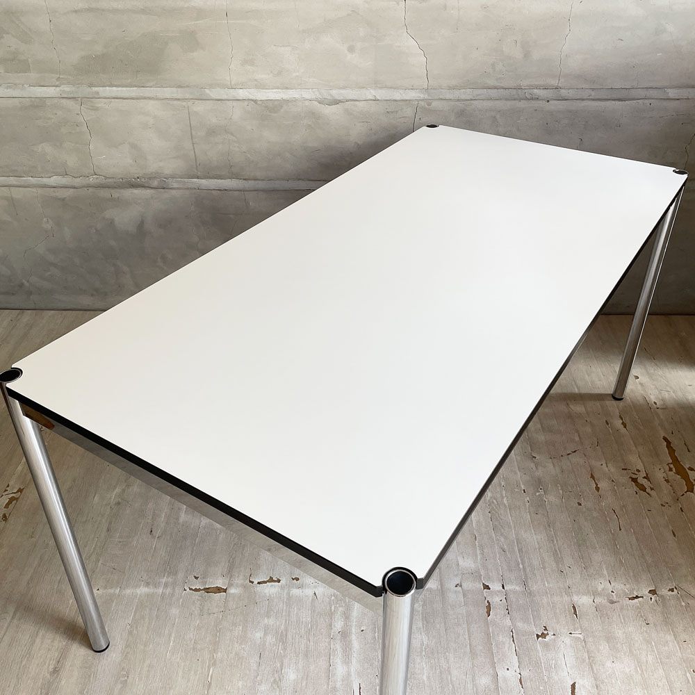 USMハラー USM Haller モジュラーファニチャー ハラーテーブル ワーキングデスク W150cm アジャスター パールグレーラミネート(ホワイト) 高さ調整機能付き スイス ♪